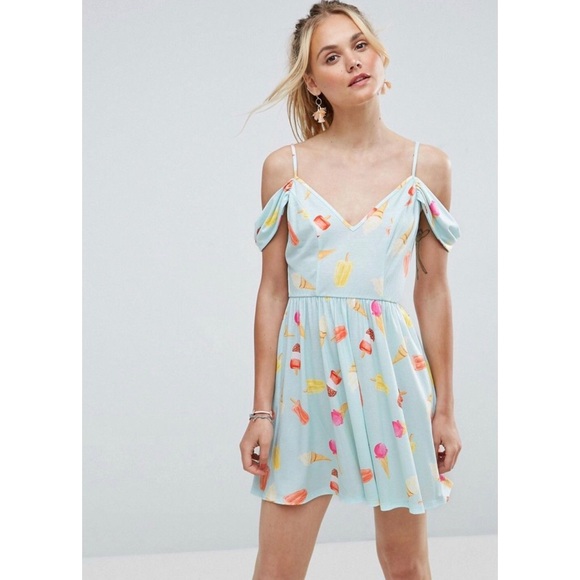 ASOS Dresses & Skirts - ASOS Cold Shoulder Skater Dress Size 8
